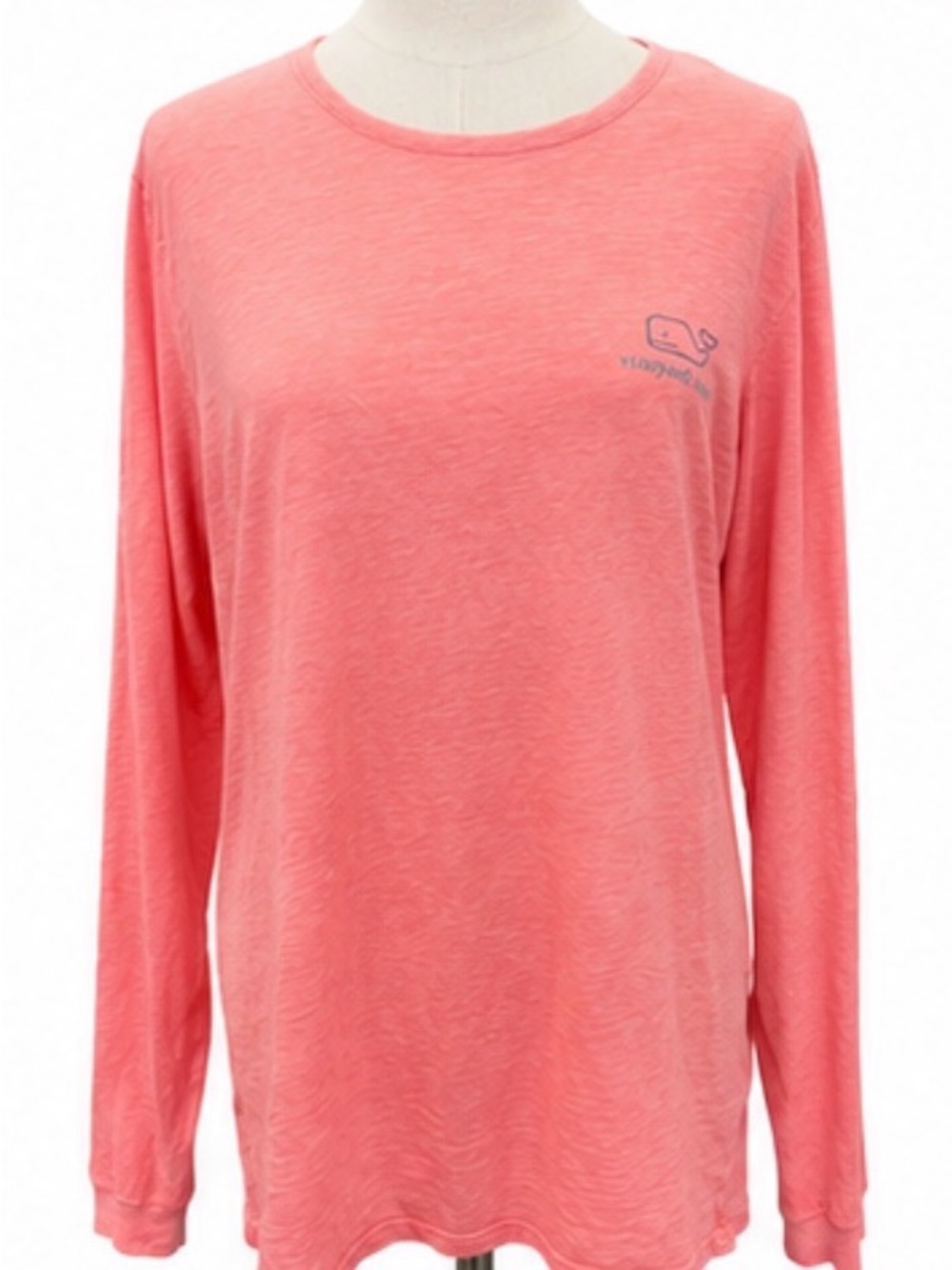 Vineyard Vines coral long sleeve whale graphic cotton tee size M